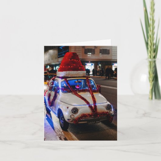 Cinquecento auto gedecoreerd voor Kerstmis Kaart (Voorkant)