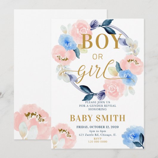 Cinsiyet Açıklaması Erkek veya Kız davetiyesi Kaart (Voorkant / Achterkant)