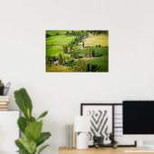 Cipres omzoomde kronkelende weg in Toscane Poster (Thuiskantoor)