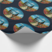 CIPRESSEN BOMEN EN PAPAVERS IN TOSCANE ROND BLAUW CADEAUPAPIER (Hoek)