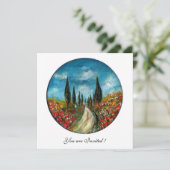 CIpressen EN KLAPROZEN IN TUSCANJE, rood blauw Kaart (Staand voorkant)