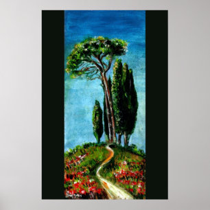 CIpressen en Middellandse dennen in Toscane Poster