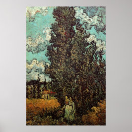 Cipressen en twee vrouwen van Vincent van Gogh Poster