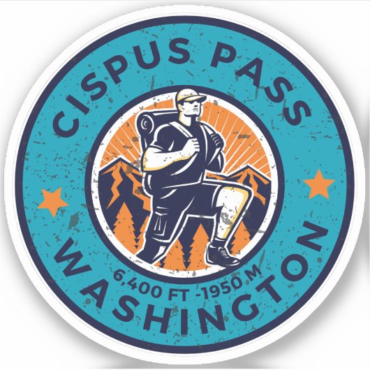 Cipus-pas wandelen wandelend Washington alpiene pr Sticker (Voorkant)
