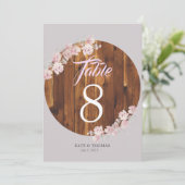 Circ Rustic Floral Light Strings Wood Table Number Kaart (Staand voorkant)