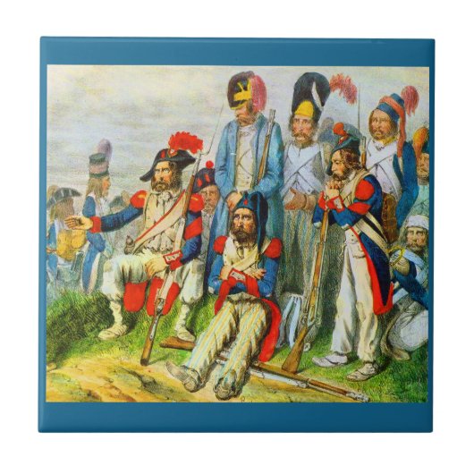 circa 1796 soldaten van Napoleon Tegeltje (Voorkant)