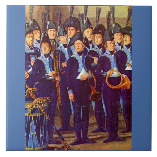 circa 1800 Europese militaire muzikanten Tegeltje (Voorkant)