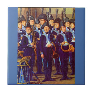 circa 1800 Europese militaire muzikanten Tegeltje