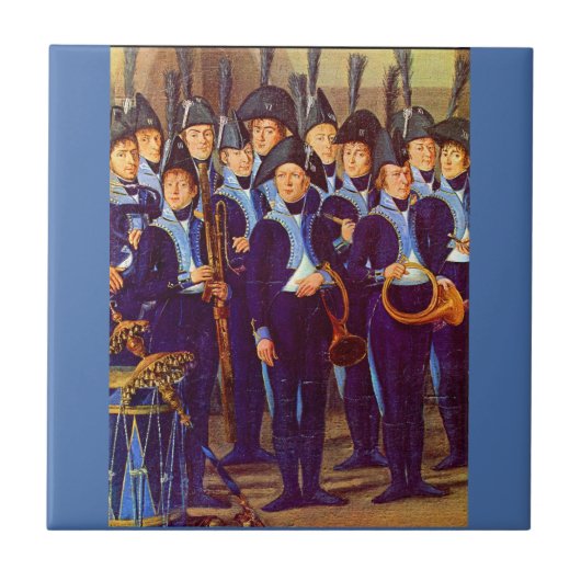 circa 1800 Europese militaire muzikanten Tegeltje (Voorkant)