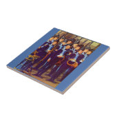 circa 1800 Europese militaire muzikanten Tegeltje (Zijkant)