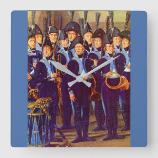 circa 1800 Europese militaire muzikanten Vierkante Klok