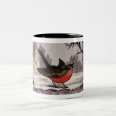 Circa 1865: A traditional Christmas robin Tweekleurige Koffiemok (Center)