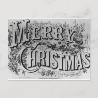 Circa 1876 vintage van "Vrolijke Kerstmis" Feestdagenkaart