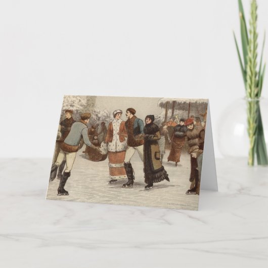 Circa 1899: IJskisters die van Kerstmis genieten Feestdagen Kaart (Voorkant)