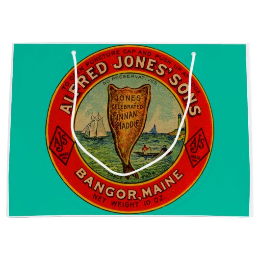 circa 1900 Alfred Jones Sons Finnan Haddie etiket Groot Cadeauzakje (Voorkant)