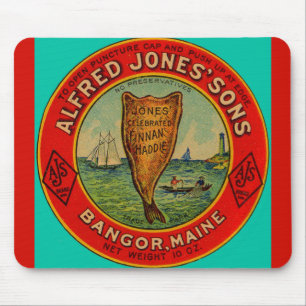 circa 1900 Alfred Jones Sons Finnan Haddie etiket Muismat