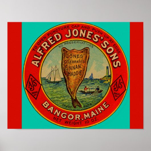 circa 1900 Alfred Jones Sons Finnan Haddie etiket Poster (Voorkant)