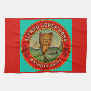 circa 1900 Alfred Jones Sons Finnan Haddie etiket Theedoek