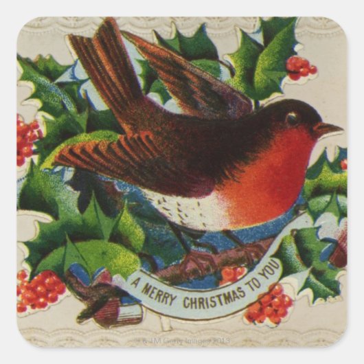 Circa 1900: Een traditionele kerstrover Vierkante Sticker (Voorkant)