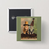 circa 1900 katten in petten RPPC Vierkante Button 5,1 Cm (Voorkant /achterkant)