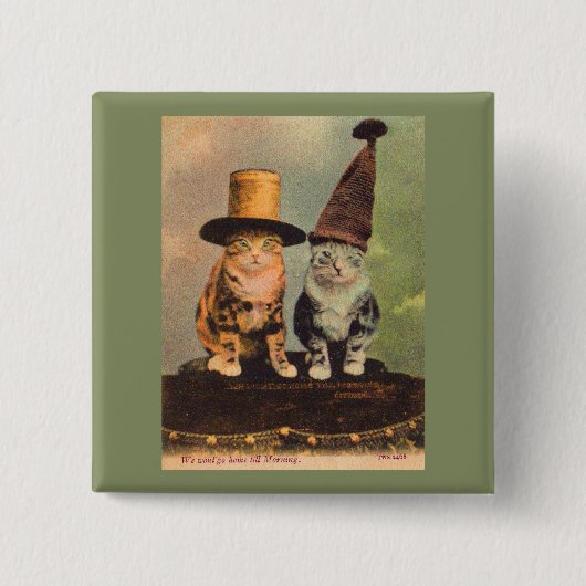 circa 1900 katten in petten RPPC Vierkante Button 5,1 Cm (Voorkant)