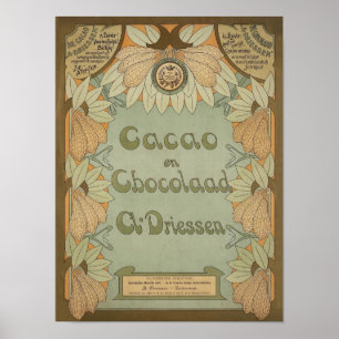 Circa 1900 van het Nederlandse etiket op cacao en Poster