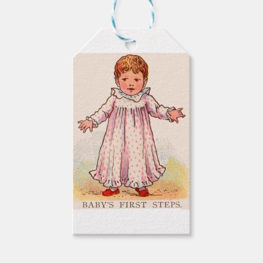 circa 1910 Baby eerste stappen Cadeaulabel (Voorkant)
