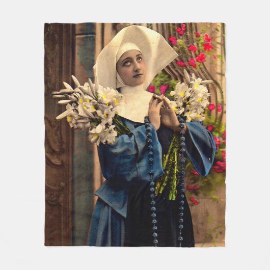 circa 1910 blauwe nun fleece deken (Voorkant)