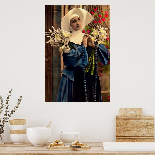 circa 1910 blauwe nun poster (Keuken)