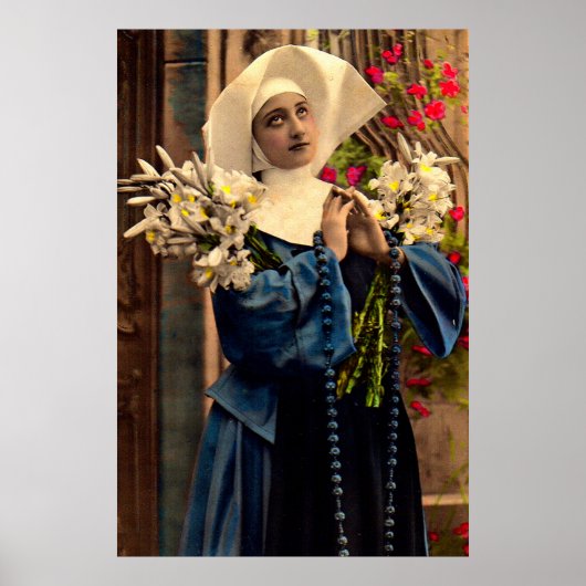 circa 1910 blauwe nun poster (Voorkant)