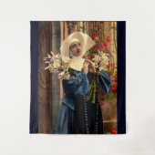 circa 1910 blauwe nun wandkleed (Voorkant)