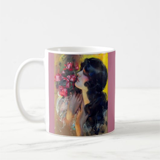 circa 1910 droom van rozen koffiemok (Links)