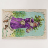 circa 1910 Kerstman in paarse mantel Legpuzzel (Horizontaal)