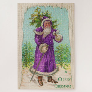circa 1910 Kerstman in paarse mantel Legpuzzel