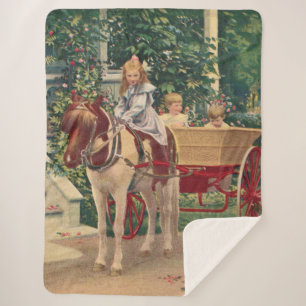 circa 1910 kinderen en door paarden getrokken karr sherpa deken