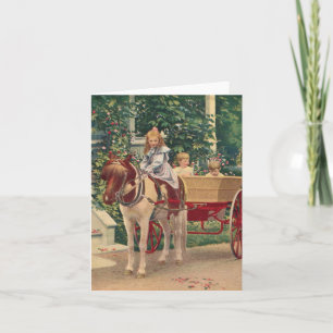 circa 1910 kinderen en paard en wagen notitiekaartje