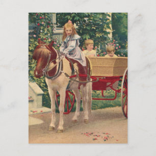 circa 1910 kinderen en paarden briefkaart