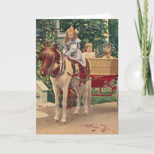 circa 1910 kinderen en paarden kaart (Voorkant)