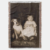 circa 1910 pitbull en baby RPPC Deken (Voorkant Verticaal)