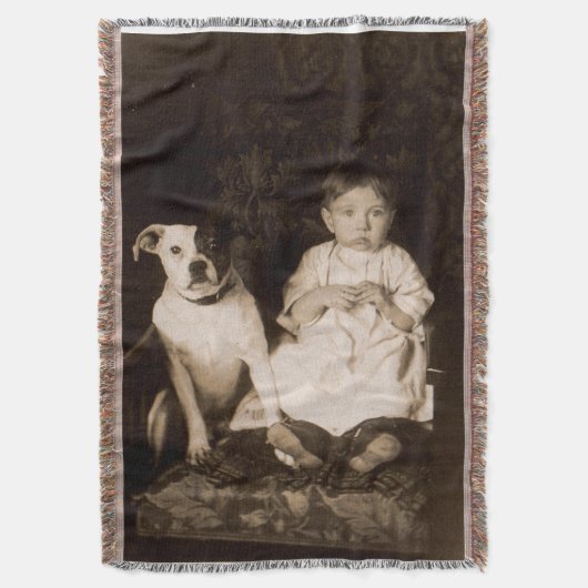 circa 1910 pitbull en baby RPPC Deken (Voorkant Verticaal)