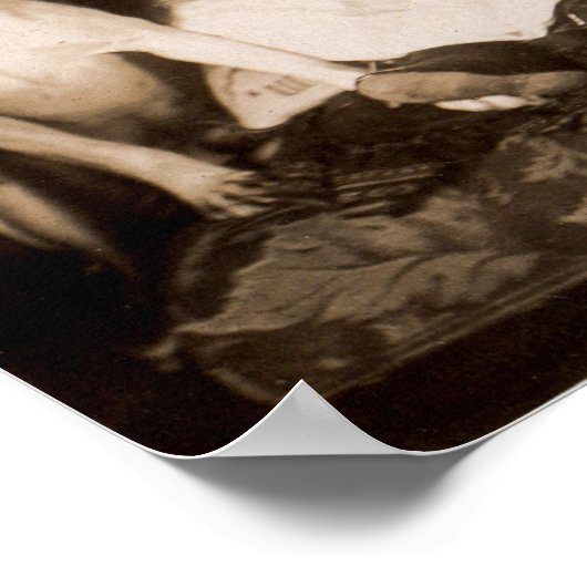 circa 1910 pitbull en baby RPPC Poster (Hoek)