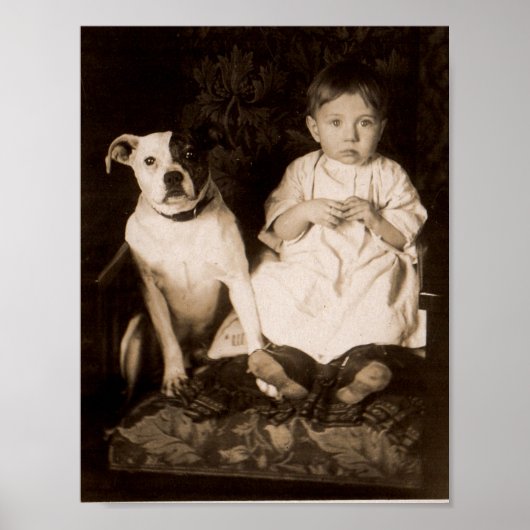 circa 1910 pitbull en baby RPPC Poster (Voorkant)