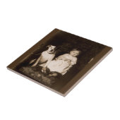 circa 1910 pitbull en baby RPPC Tegeltje (Zijkant)
