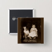 circa 1910 pitbull en baby RPPC Vierkante Button 5,1 Cm (Voorkant /achterkant)