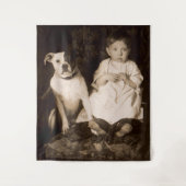 circa 1910 pitbull en baby RPPC Wandkleed (Voorkant)