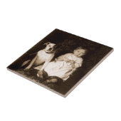 circa 1910 pitbull en baby tegeltje (Zijkant)