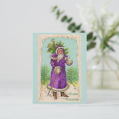 circa 1910 Santa Claus in paarse robe Briefkaart (Staand voorkant)