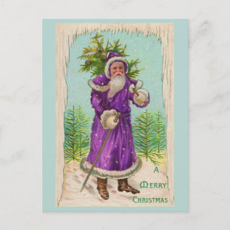 circa 1910 Santa Claus in paarse robe Briefkaart