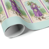 circa 1910 Santa Claus in paarse robe Cadeaupapier (Rol Hoek)