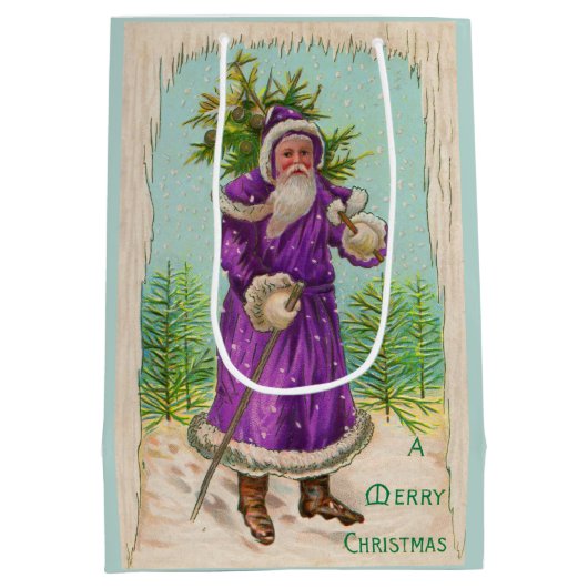 circa 1910 Santa Claus in paarse robe Medium Cadeauzakje (Achterkant)